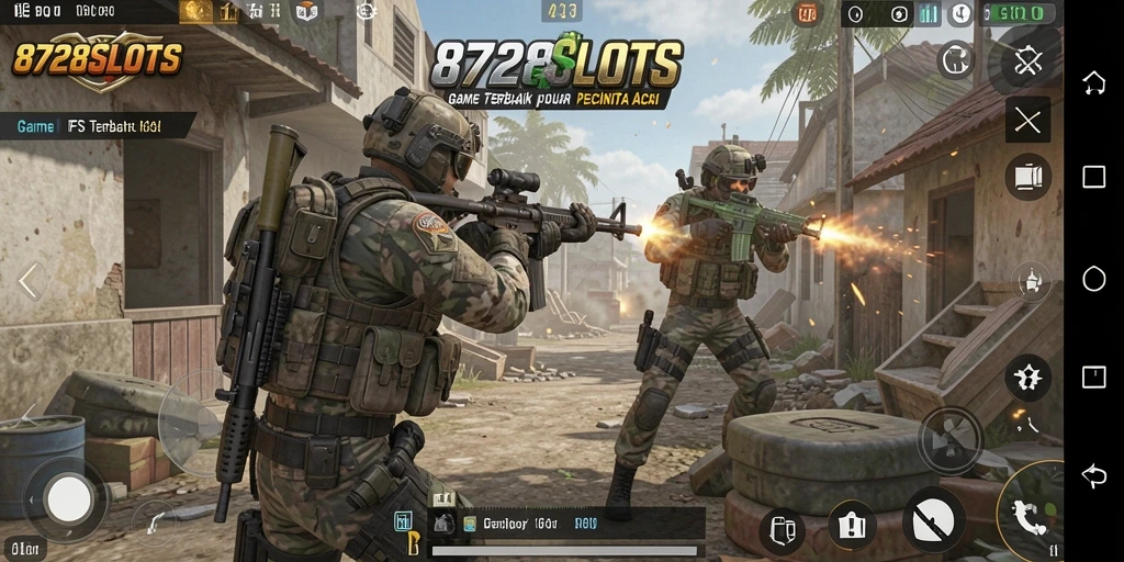 Screenshot menunjukkan gameplay memukau dari 8728SLOTS dalam suasana FPS.