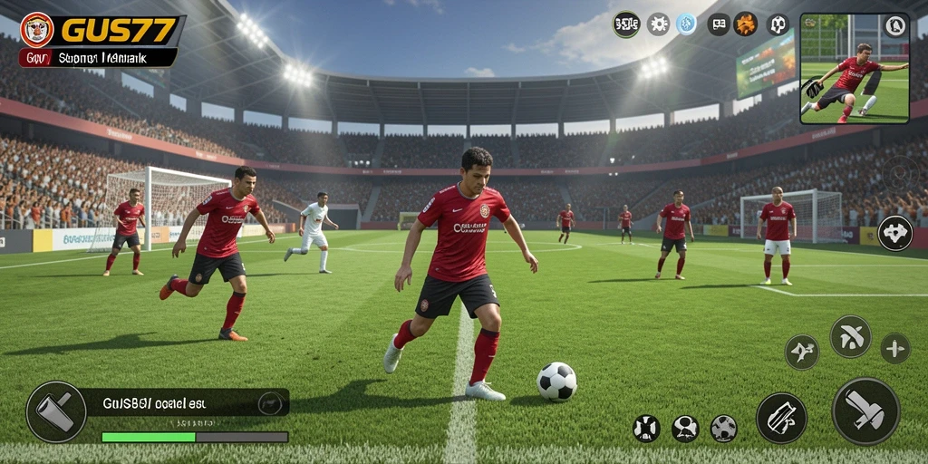Screenshot dari gameplay <strong>GUS77</strong> menampilkan aksi seru di lapangan.
