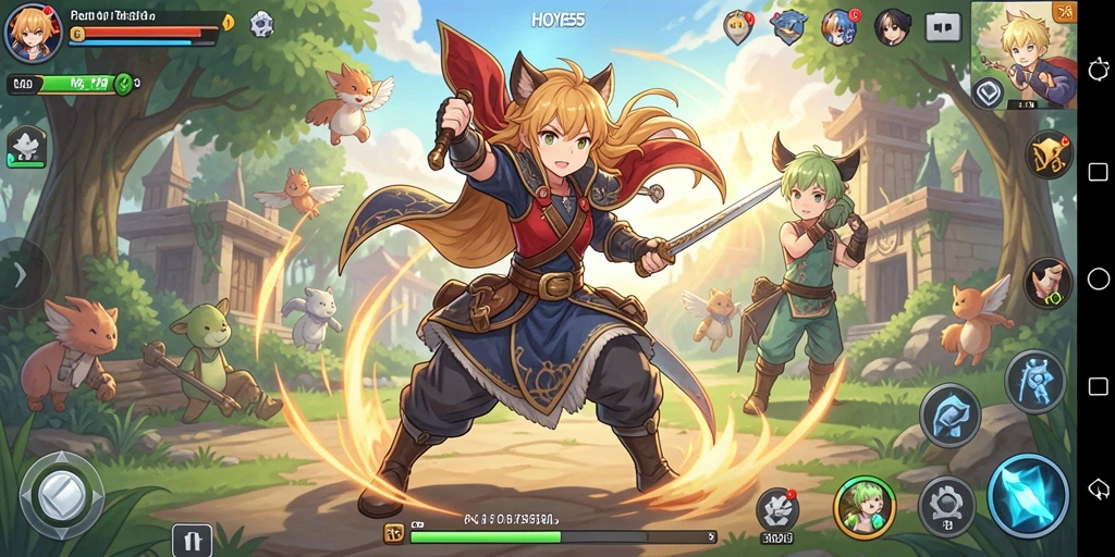 Screenshot dari gameplay HOYE55 yang menunjukkan karakter Anime beraksi.