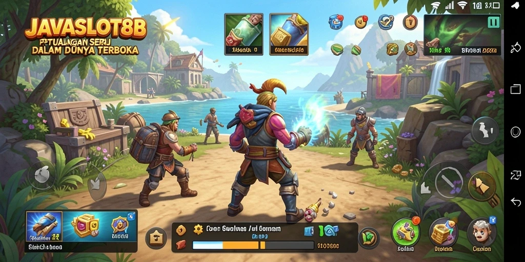 Screenshot gameplay JAVASLOT88 menunjukkan eksplorasi dalam dunia terbuka.