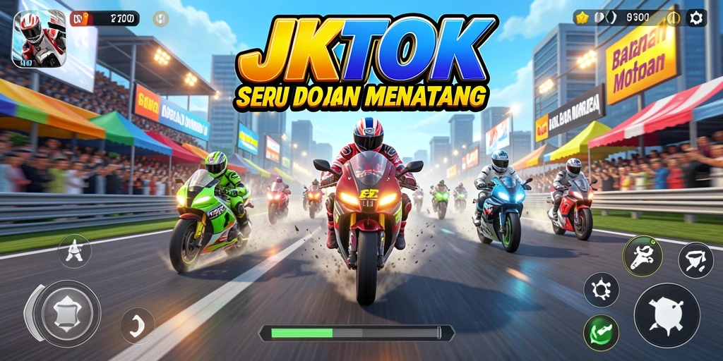 Gameplay JKTOK dengan motor balap yang memukau.