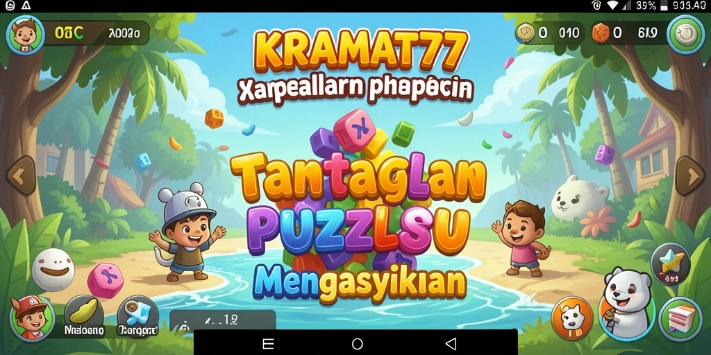 Screenshot KRAMAT77 menampilkan gameplay penuh warna dengan teka-teki menantang.