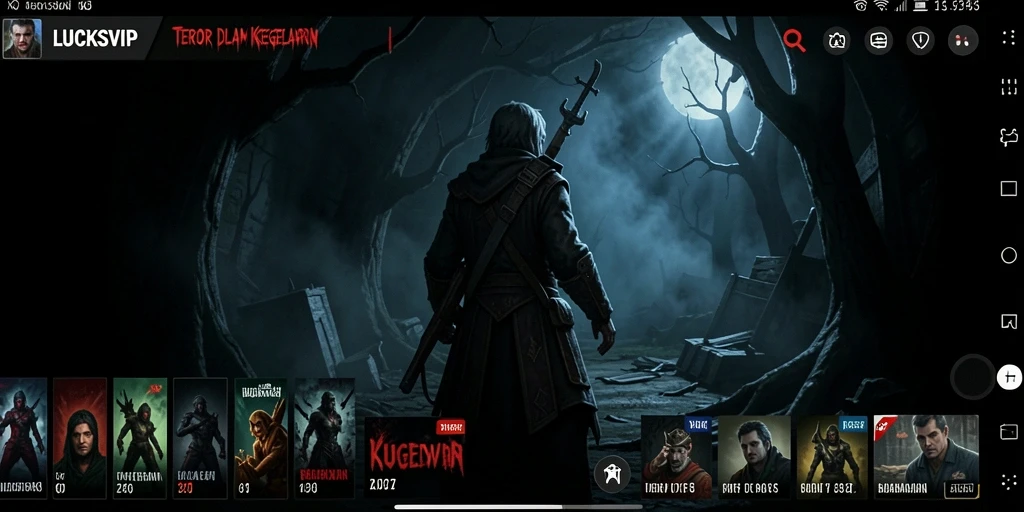 Screenshot gameplay LUCKSVIP yang menegangkan dengan suasana horor yang mencekam.