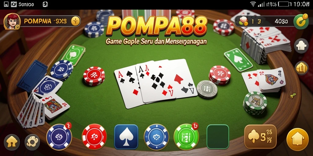 Tampilan gameplay seru dalam POMPA88 dengan pemain menikmati Gaple.