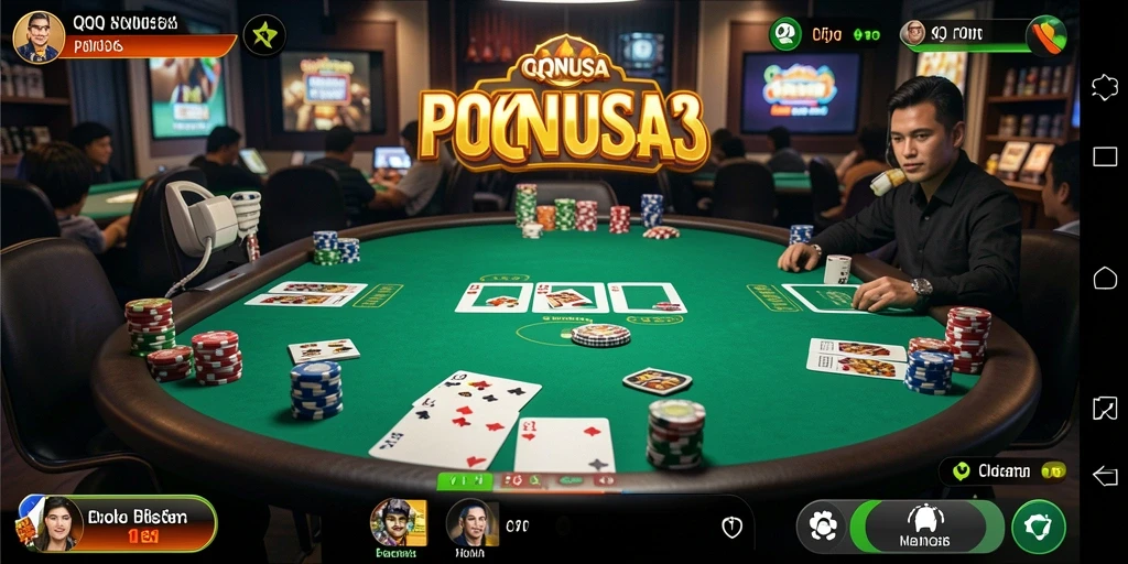 Screenshot gameplay QQNUSA menampilkan aksi seru permainan Poker.