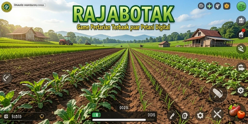 Screenshot gameplay menunjukkan aktivitas bertani di RAJABOTAK.