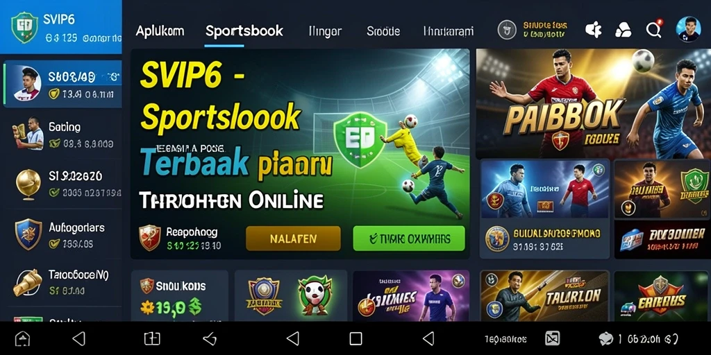 Screenshot utama SVIP6 menampilkan berbagai opsi taruhan olahraga.